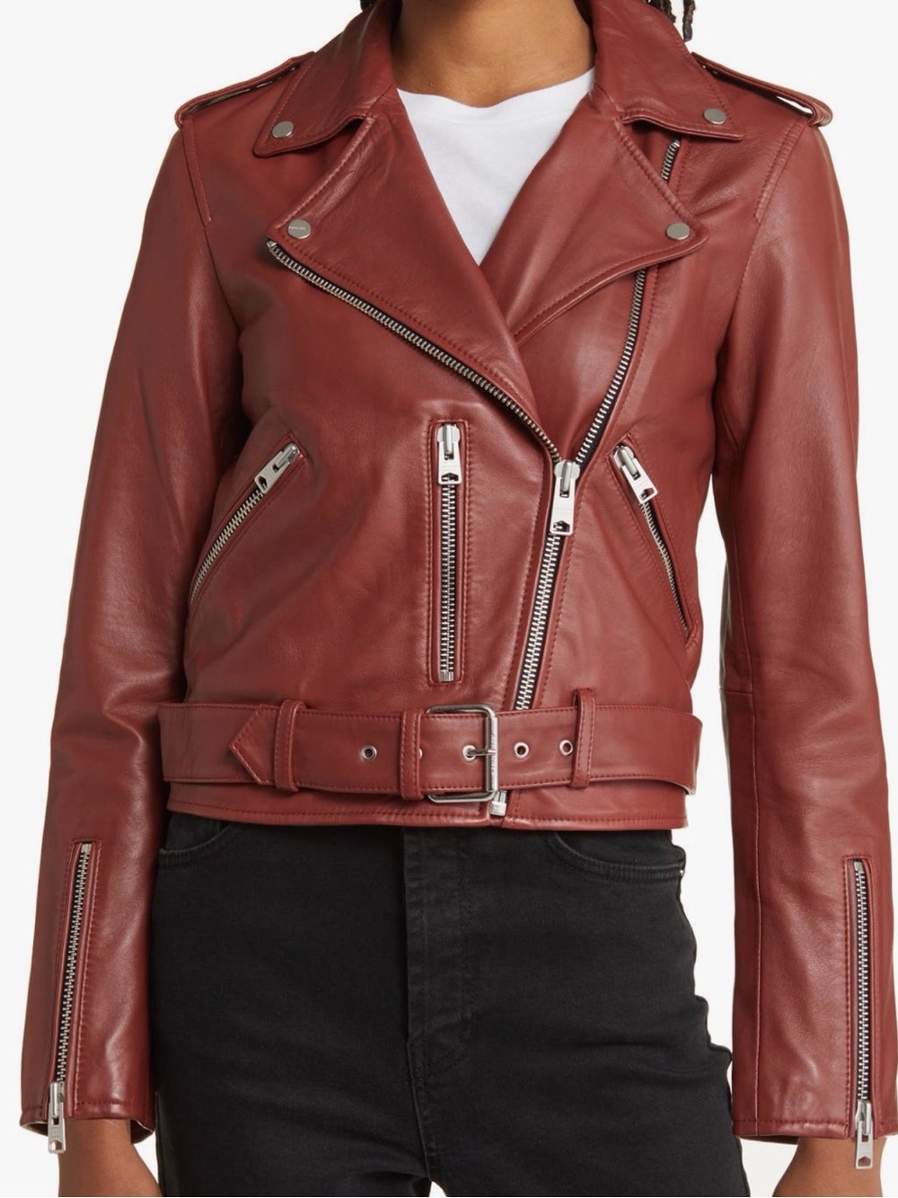 NWOT ALLSAINTS Balfern Belted Leather Biker Jacket